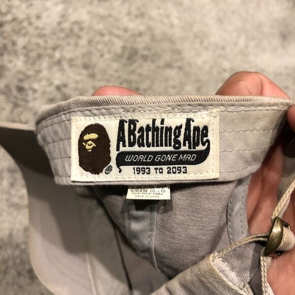 2022 Bape A Bathing Ape Light Gray Cotton Baseball Cap Hat Adjustable Strapback - Picture 7 of 7